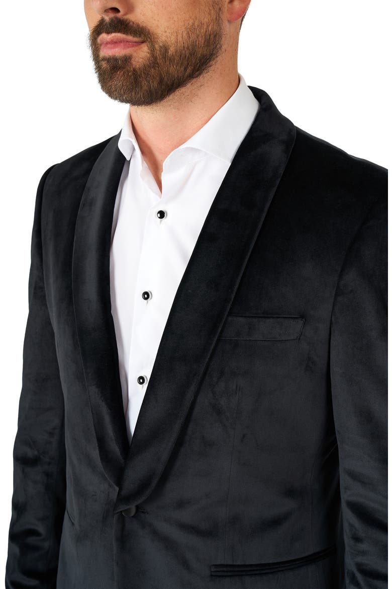 Deluxe Black Velvet Dinner Jacket, Alternate, color, BLACK