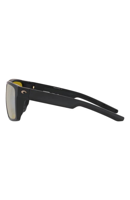 Costa Del Mar 57mm Polarized Square Sunglasses In Matte Black/sunrise Silver