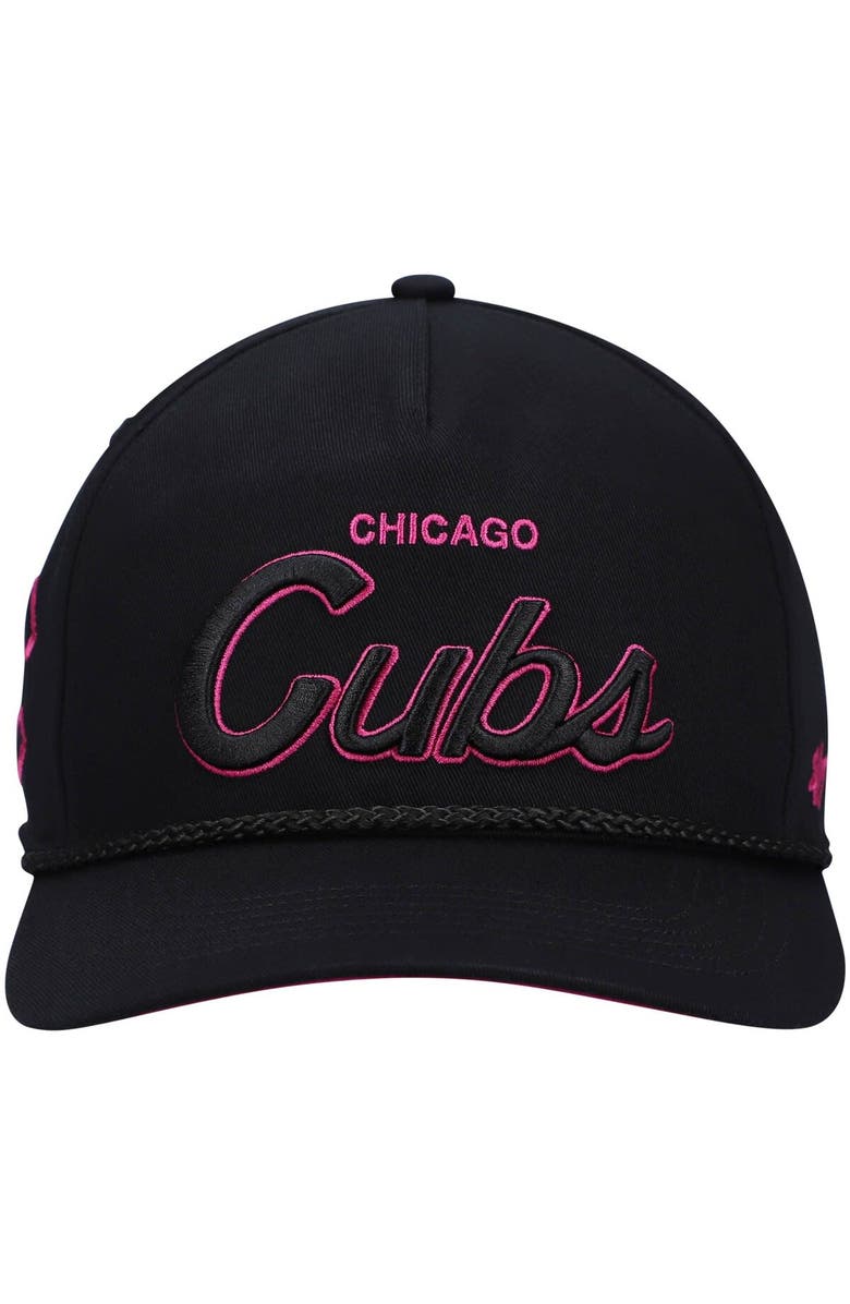 '47 Men's '47 Black Chicago Cubs Hitch Orchid Undervisor Snapback Hat, Alternate, color, 