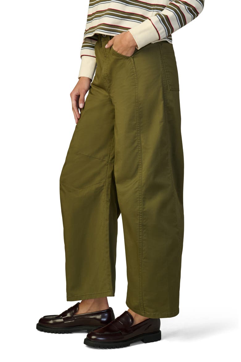 The Bowie High Waist Ankle Barrel Twill Pants, Alternate, color, IVY