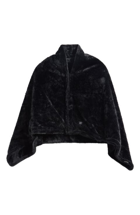 Heated Faux Fur Shawl Blanket