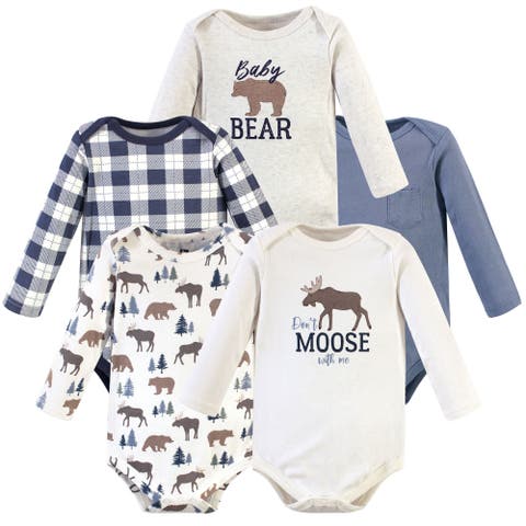Five-Piece Collection of Long-Sleeve Cotton Bodysuits
