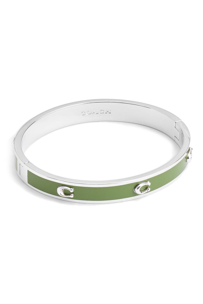 Enamel Hinge Bracelet, Main, color, GREEN/ RHODIUM