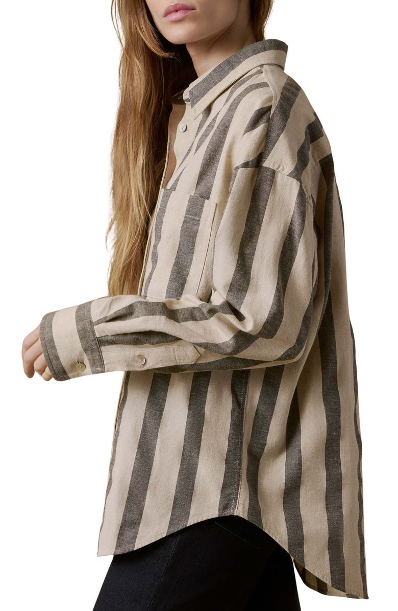 Faherty Stripe Relaxed Fit Cotton Blend Button-Up Shirt, Alternate, color, Pine Bay Stripe