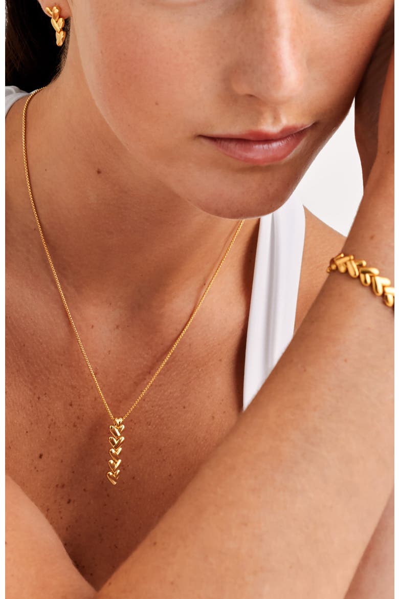 Heart Link Necklace, Alternate, color, Gold