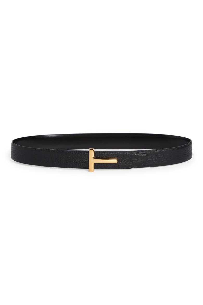 Smooth Leather Belt, Main, color, BLACK