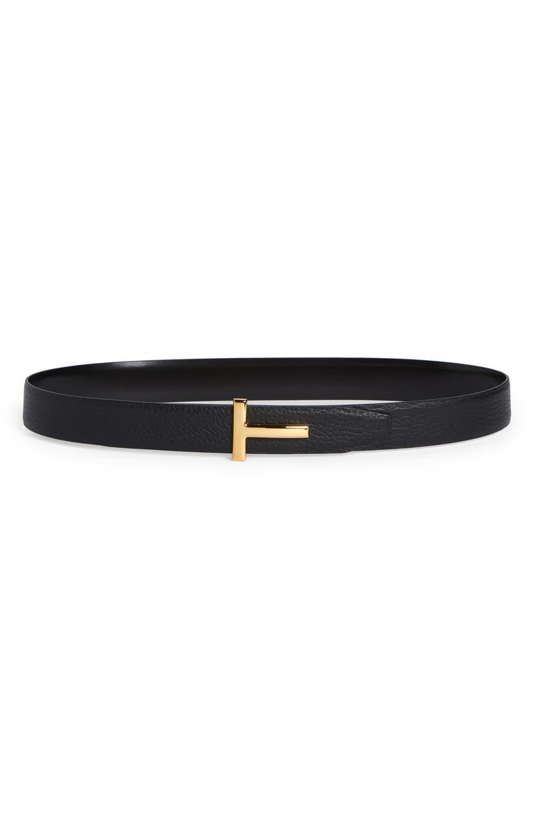 TOM FORD Smooth Leather Belt, Main, color, Black