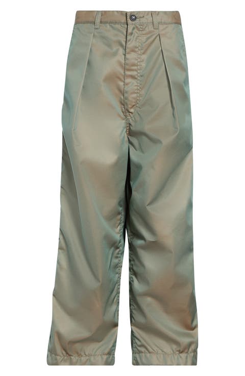 Pleated Twill Crop Pants