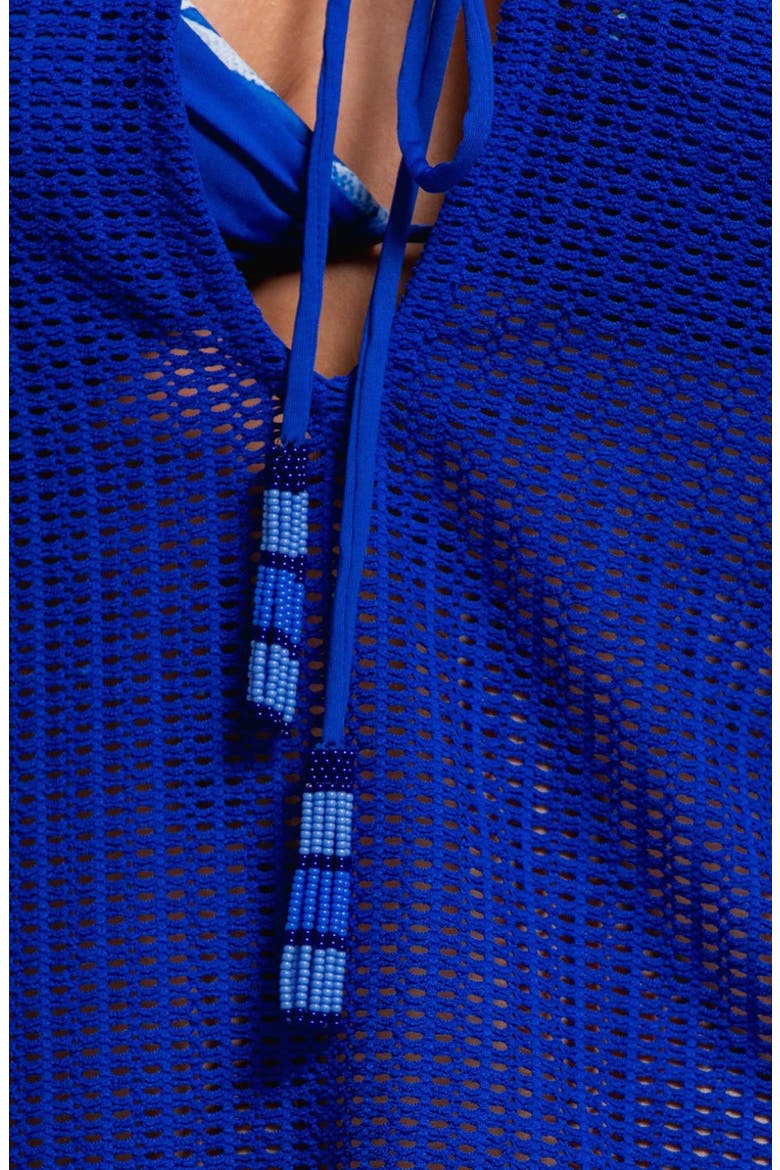 Tie Neck Cover-Up Tunic Dress, Alternate, color, BLUE DAHLIA
