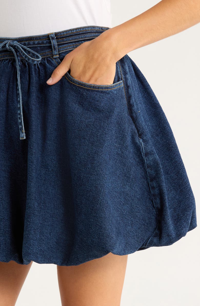 Cinq à Sept Steph Tie Waist Denim Miniskirt, Alternate, color, Fontaine