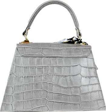 Marta Croc Embossed Satchel with Scarf