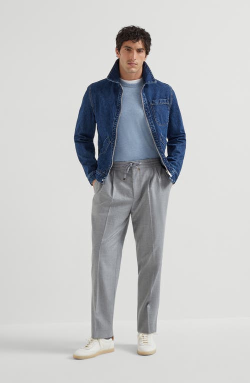 Brunello Cucinelli Virgin Wool Flannel Trousers In Gray