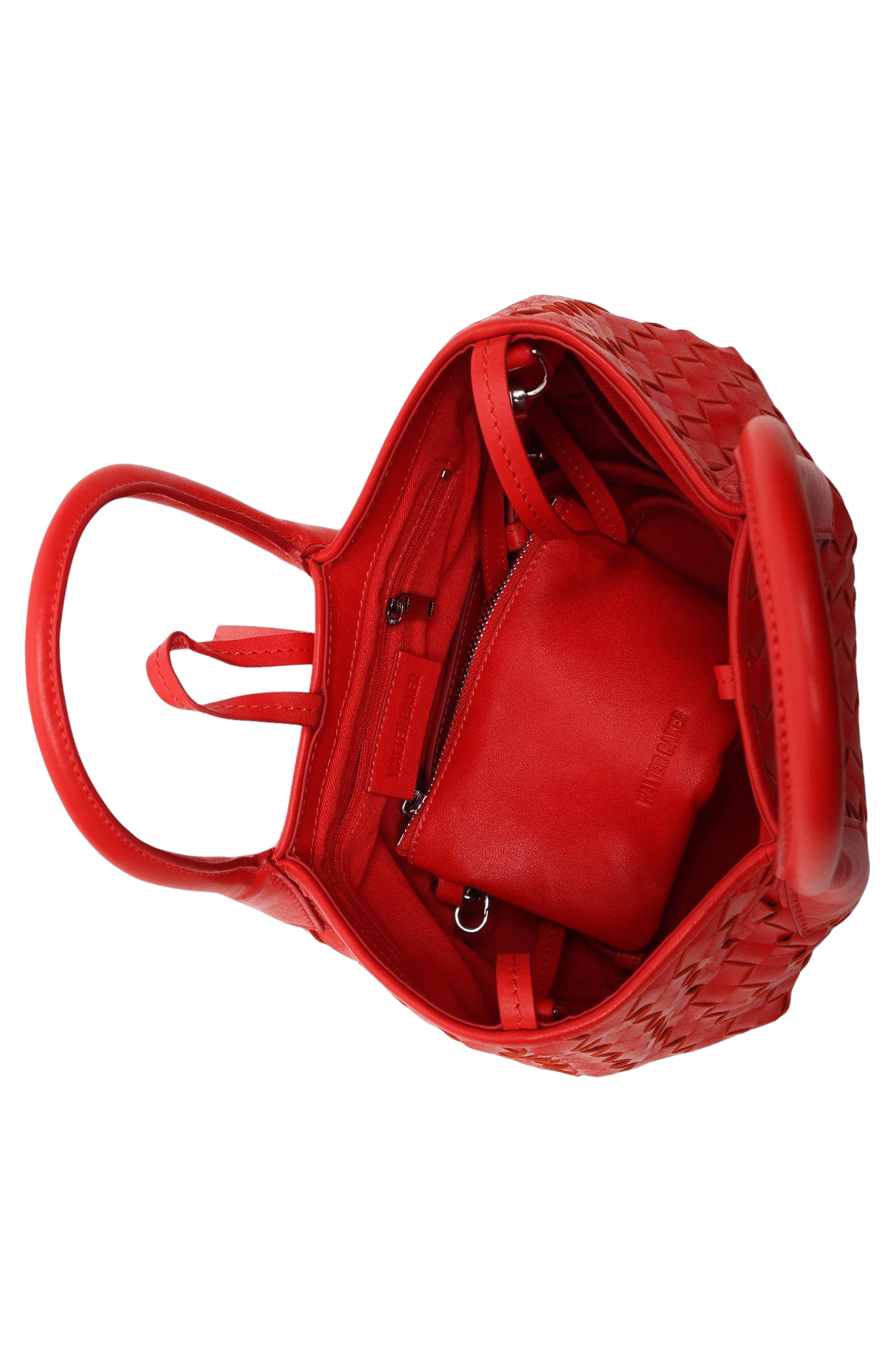 Alina Mini Woven Leather Tote, Alternate, color, CHERRY DIP