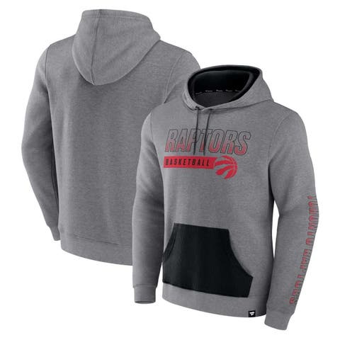 Men's Fanatics Heathered Gray Toronto Raptors Off The Bench Color Block Pullover Hoodie