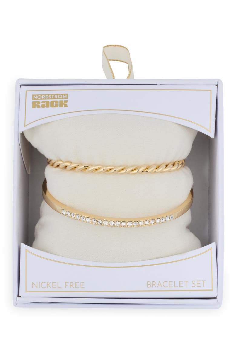 Set of 2 Bangle Bracelet & Cuff Set, Main, color, CLEAR- GOLD