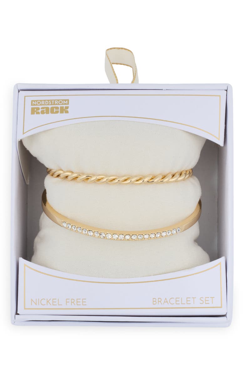 NORDSTROM RACK Set of 2 Bangle Bracelet & Cuff Set, Main, color, Clear- Gold