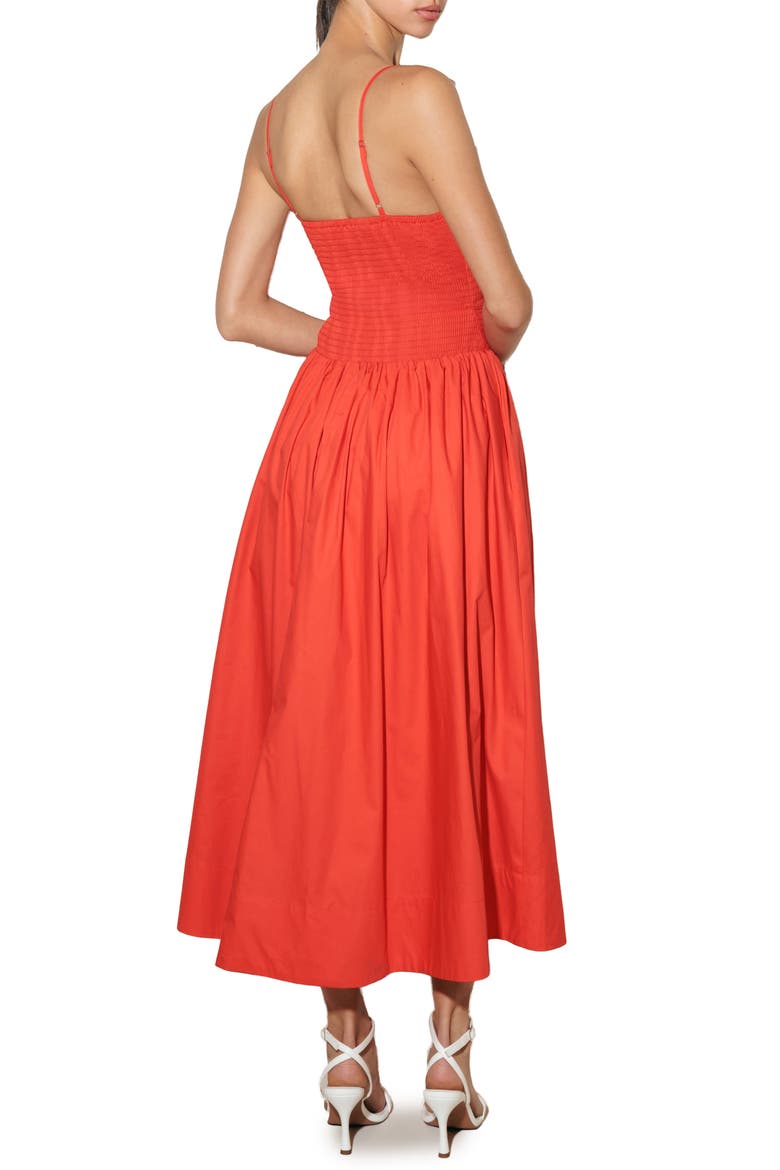 Smocked Cotton Midi Dress, Alternate, color, RED