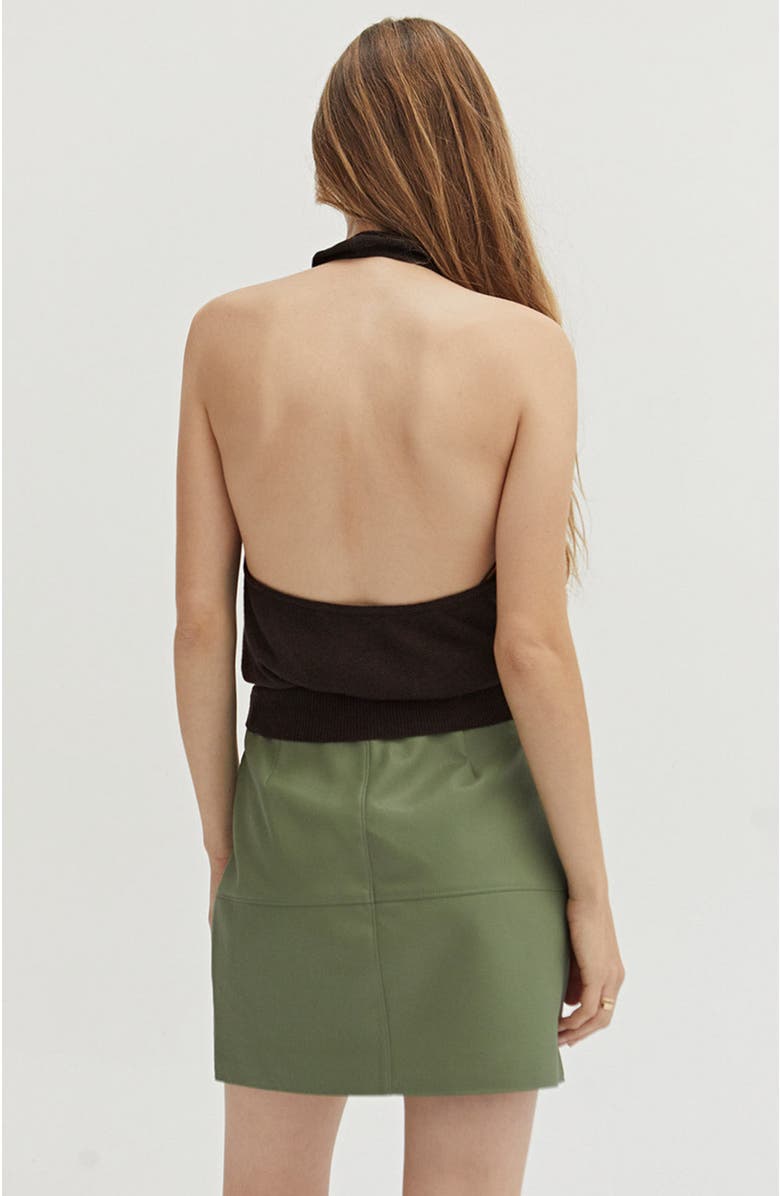CRESCENT Faux Leather Column Mini Skirt, Alternate, color, Eucalyptus