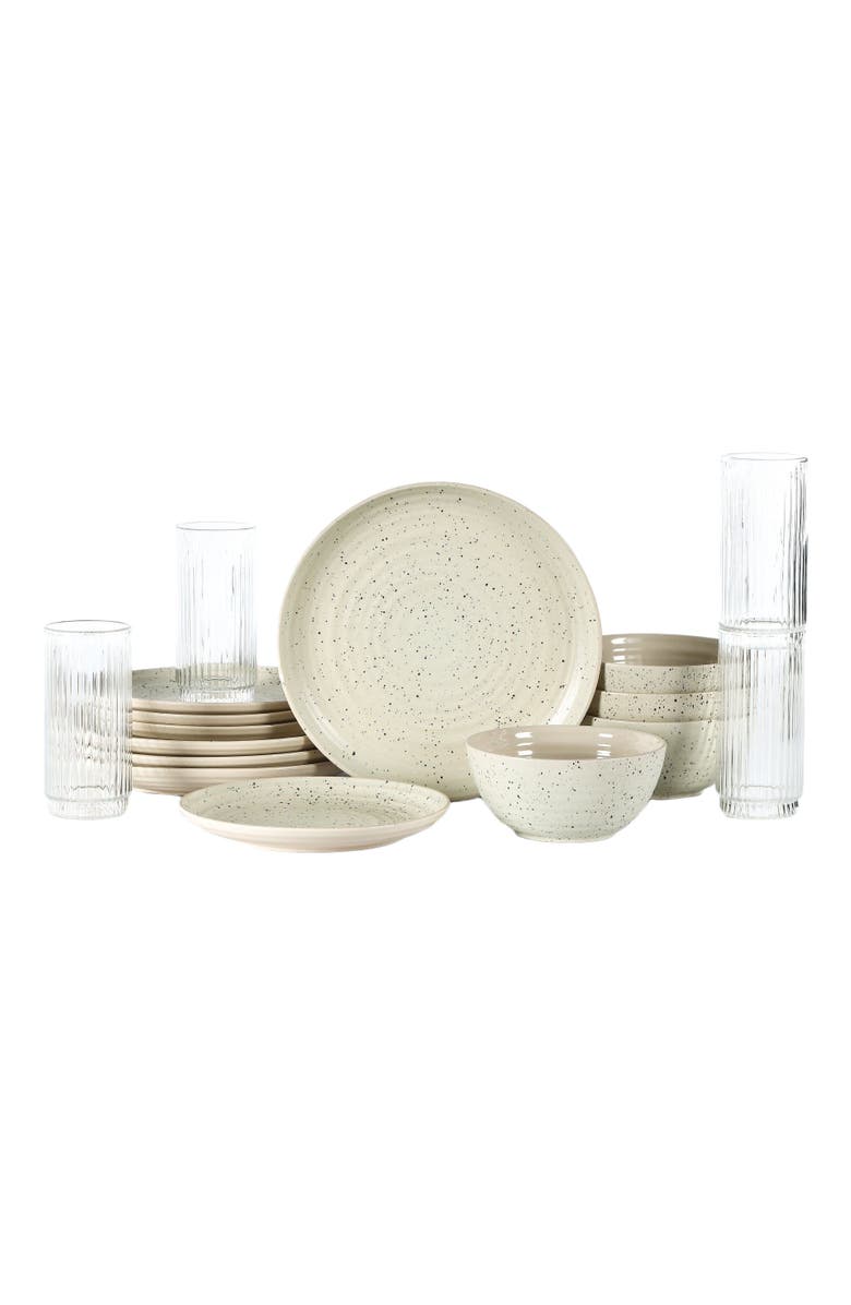 Stone Lain Dua Stoneware 16-Piece Dinnerware Set, Main, color, White