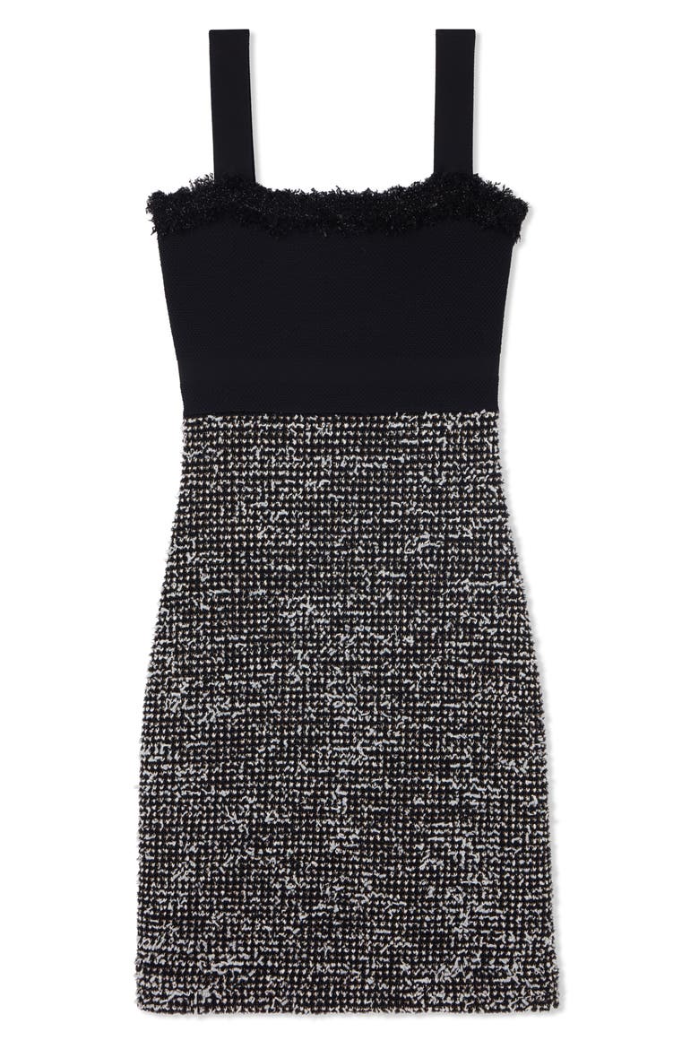 Sparkly Eyelash Tweed Dress, Alternate, color, BKWU BLACK/WHITE MULTI
