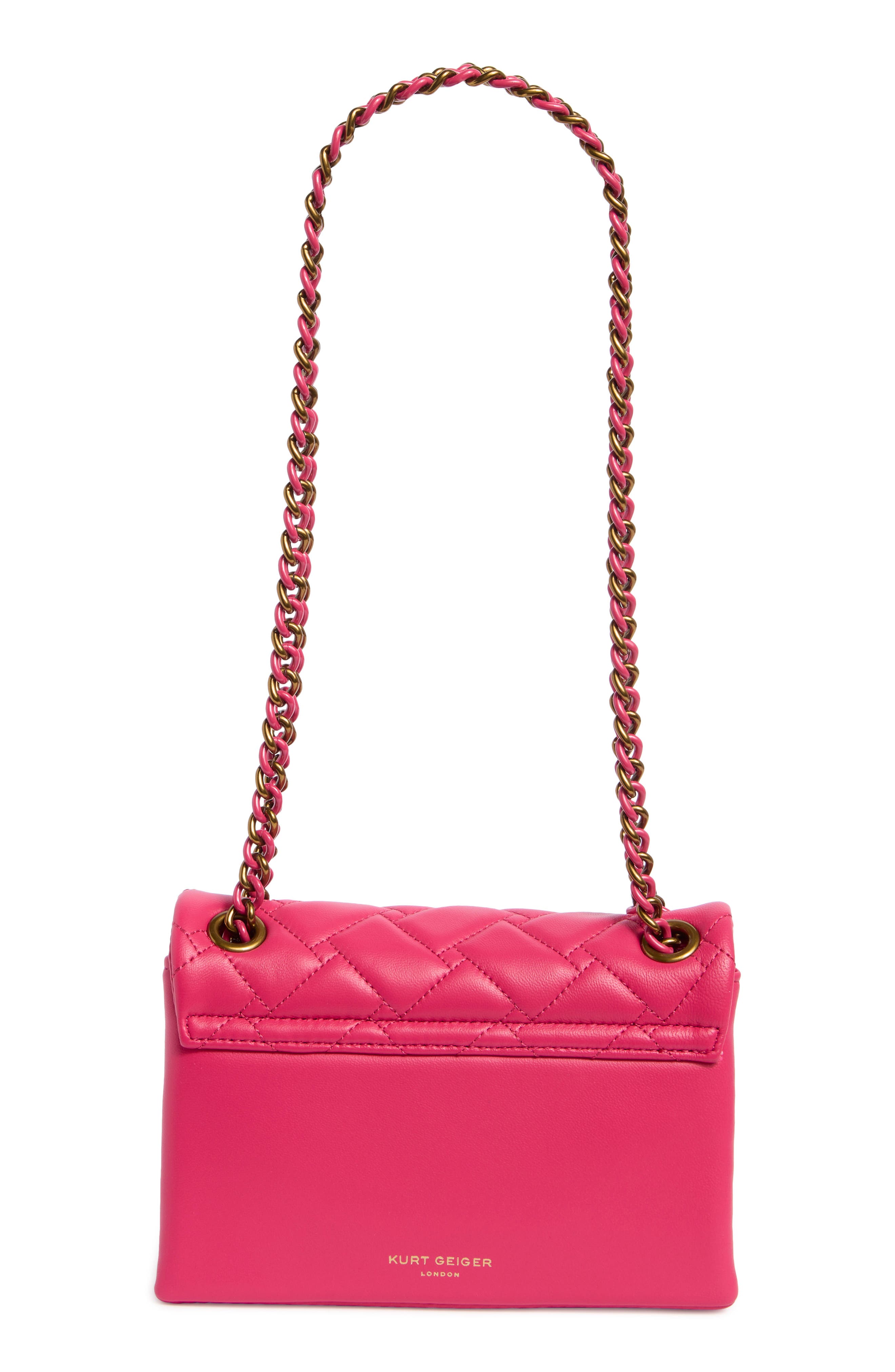 Kurt Geiger London Mini Kensington Quilted Convertible Shoulder Bag, Alternate, color, Pink Comb