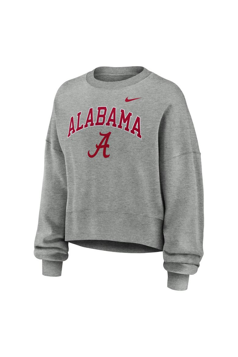 Women's Nike Heather Gray Alabama Crimson Tide Oversized Phoenix Arch Pullover Sweatshirt, Alternate, color, Heather Gray