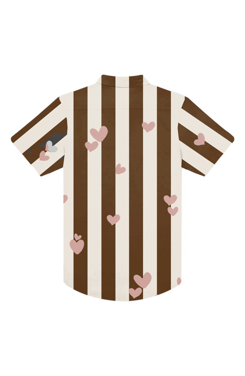 MAVRANS Hearts Stripe Short Sleeve Performance Button-Up Shirt, Alternate, color, Pink/Brown