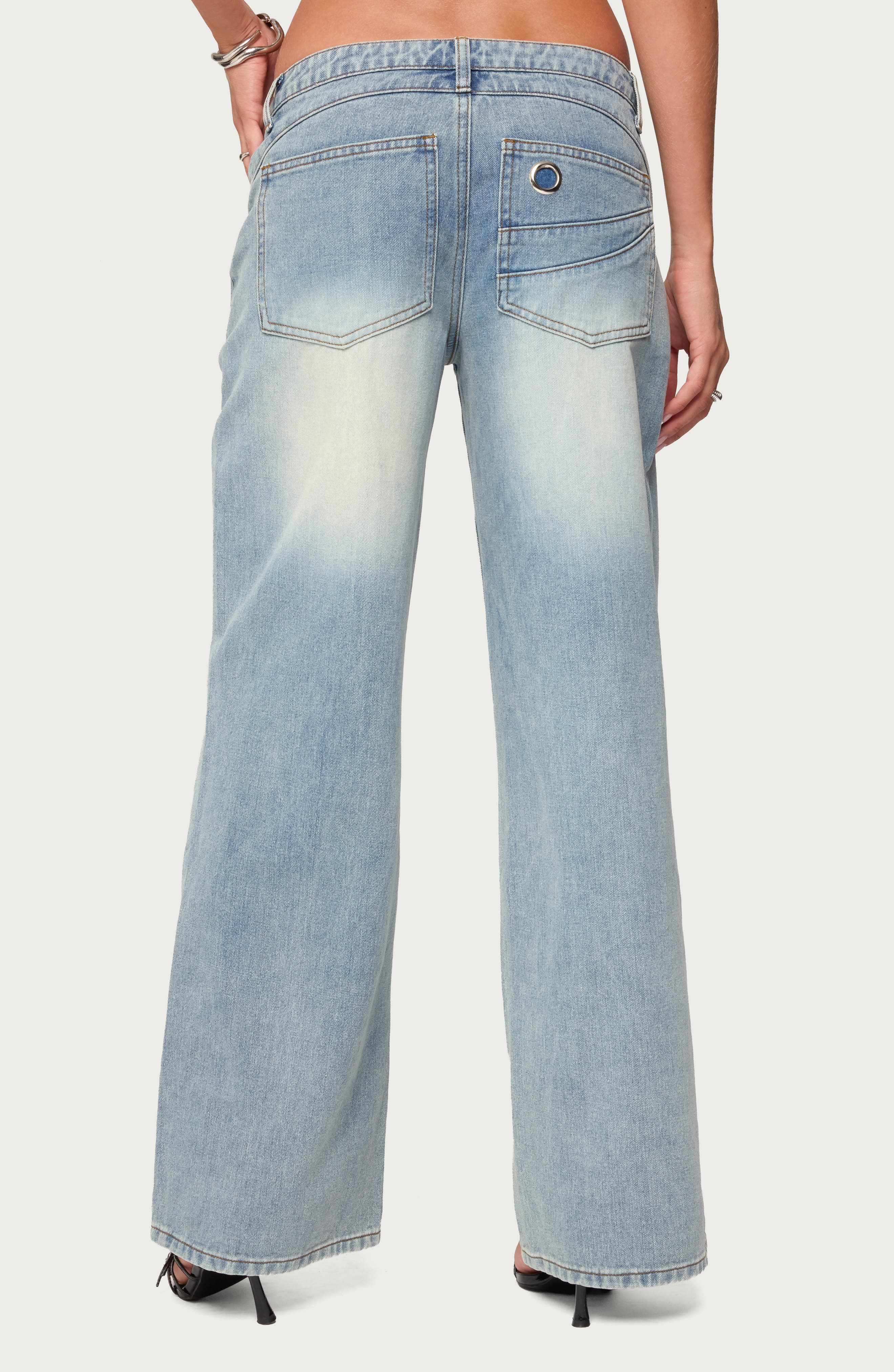 Celia Grommet Belt Wide Leg Jeans - image 2