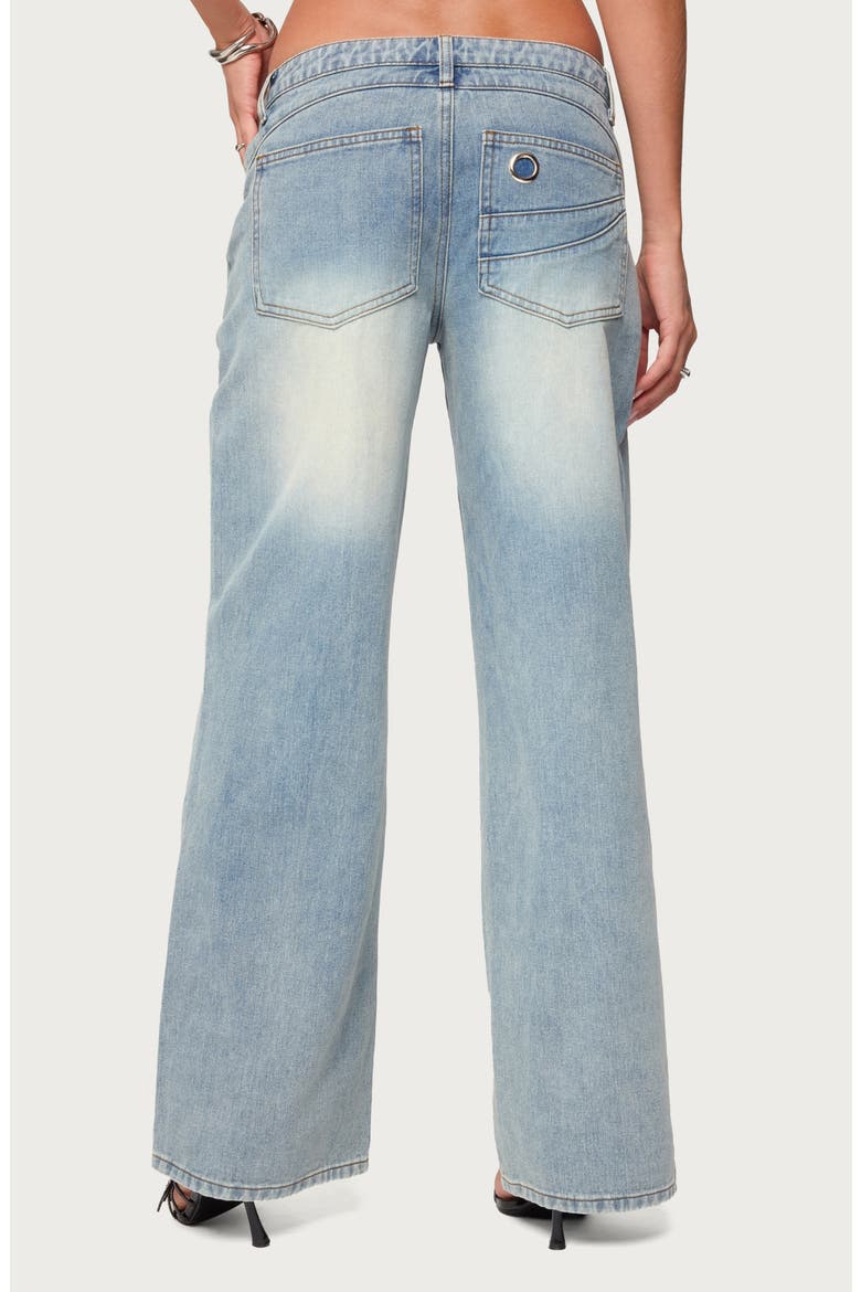 Celia Grommet Belt Wide Leg Jeans, Alternate, color, LIGHT-BLUE