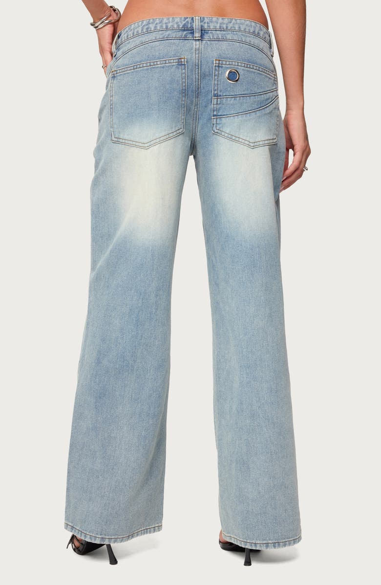 EDIKTED Celia Grommet Belt Wide Leg Jeans, Alternate, color, Light-Blue