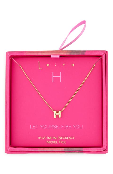 Let Yourself Be You Bubble Initial Pendant Necklace