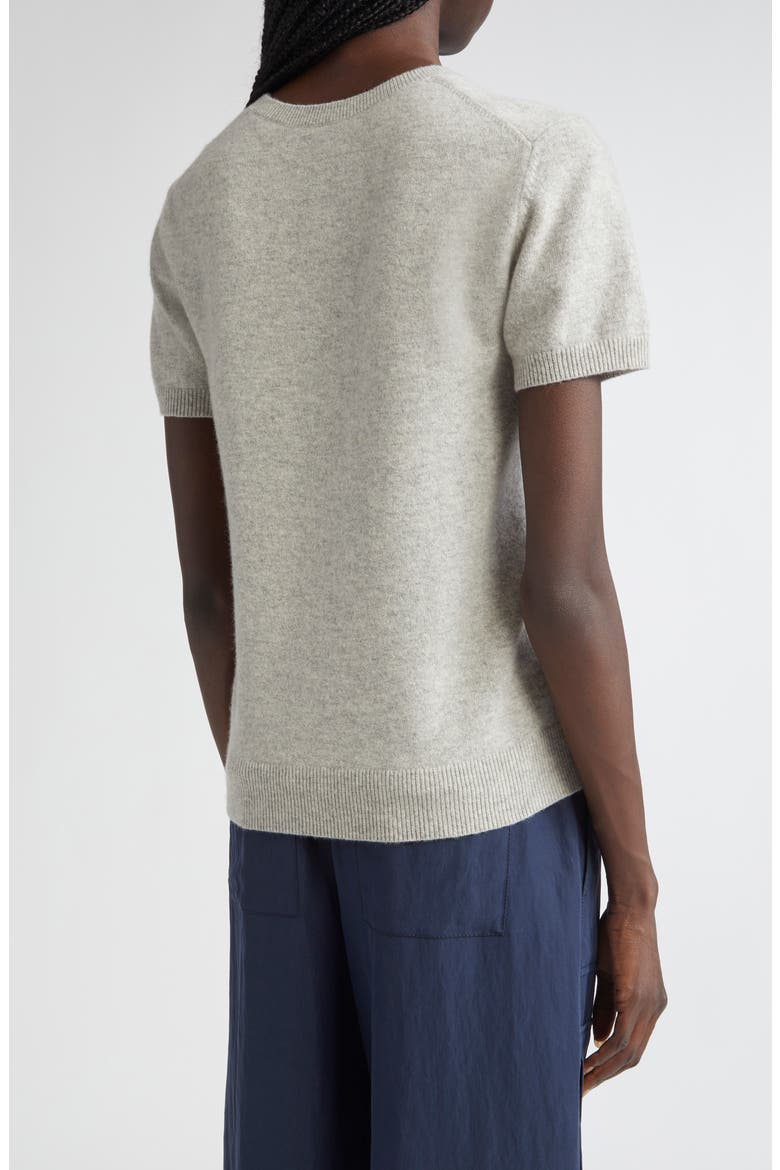 Short Sleeve Wool & Cashmere Sweater, Alternate, color, MEDIUM HEATHER GREY