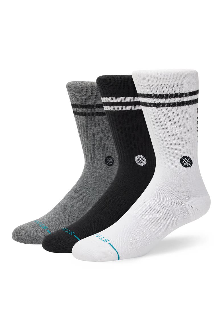 Core 3-Pack Cotton Blend Crew Socks, Alternate, color, BLACK MULTI