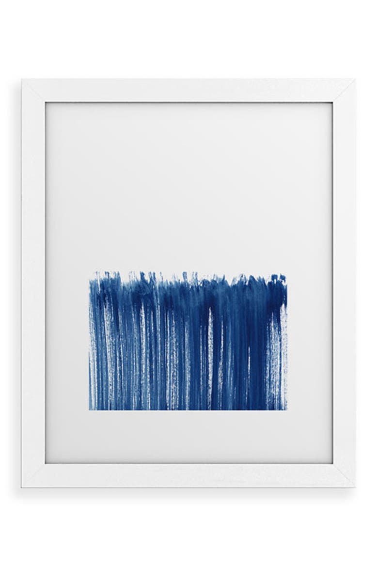 Indigo Abstract Brush Strokes Framed Wall Art, Main, color, BLACK FRAME
