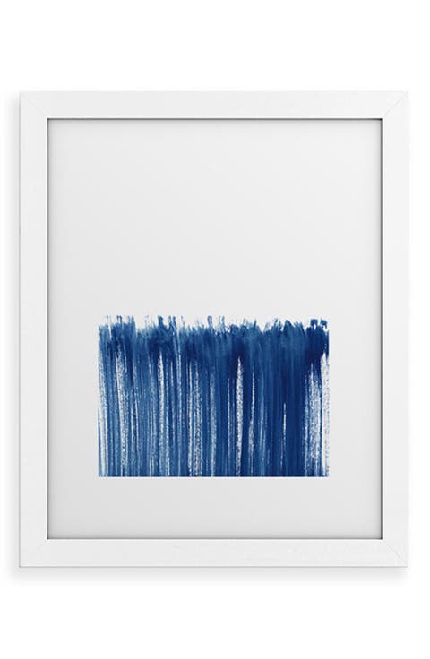 Indigo Abstract Brush Strokes Framed Wall Art