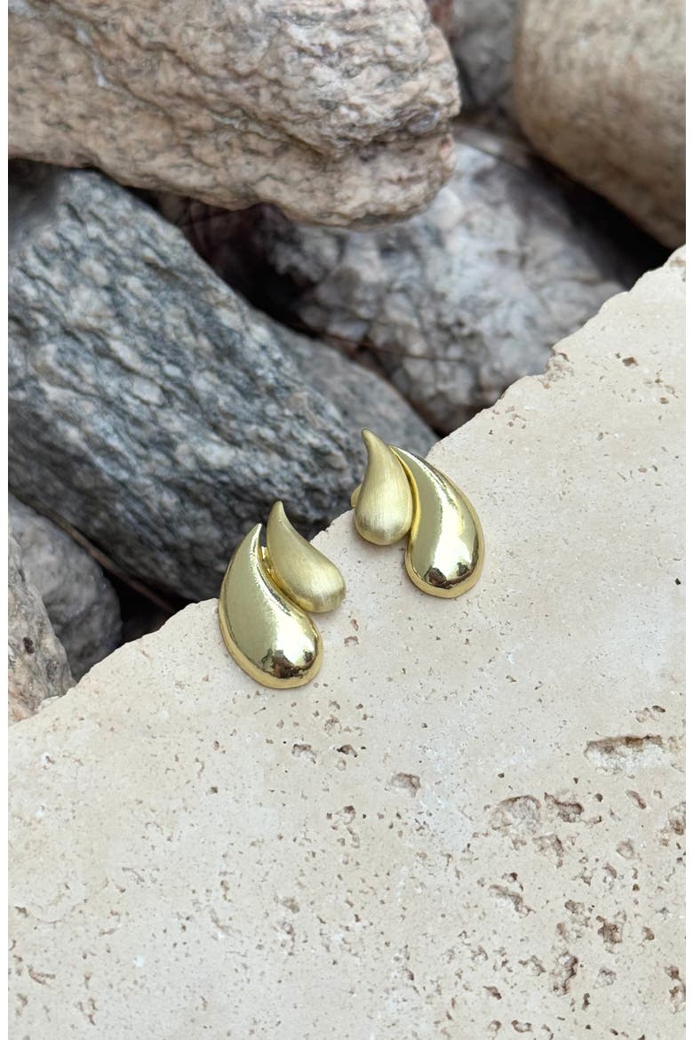 Teardrop Stud Earrings, Alternate, color, GOLD