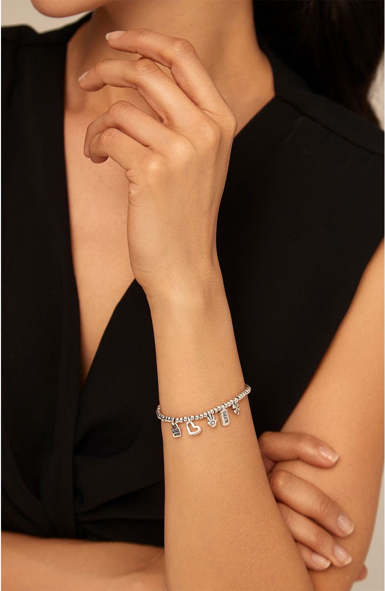 UNODE50 Sterling silver-plated beaded bracelet with charms, Alternate, color, Silver