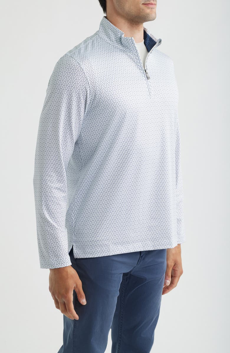 Johnston & Murphy XC+<sup>™</sup> Performance Game Day Goal Post Print Button-Up Shirt, Alternate, color, Navy