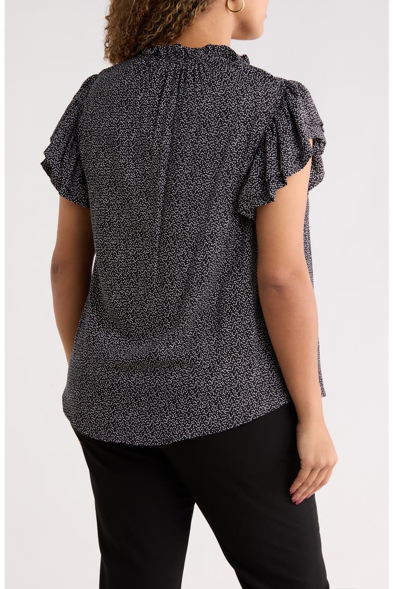 Ruffle Sleeve Top, Alternate, color, BLACK