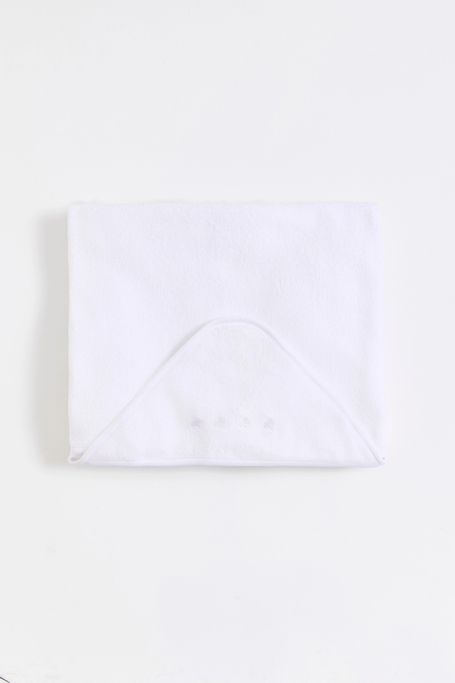 Babycottons Logo Large Hooded Towels For Infant In White