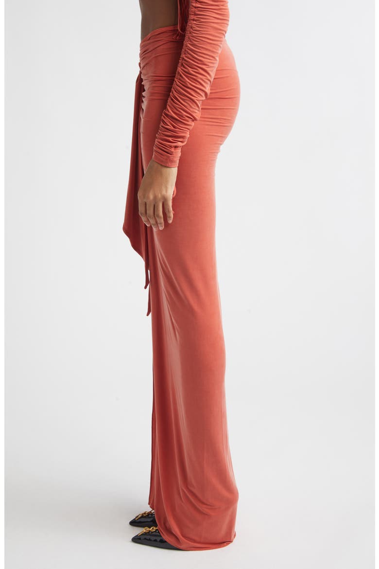 Side Drape Ruched Jersey Skirt, Alternate, color, DARK RED