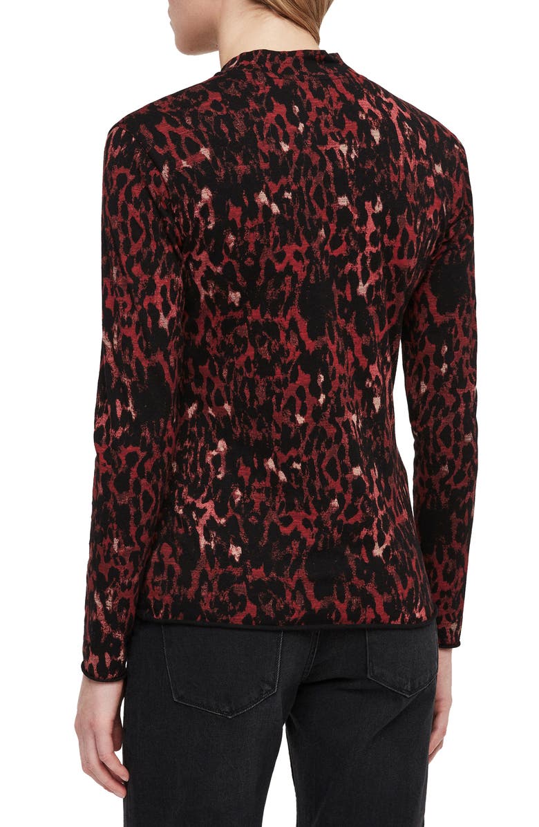 AllSaints Leopard Red Kiara Shirt, Alternate, color, 