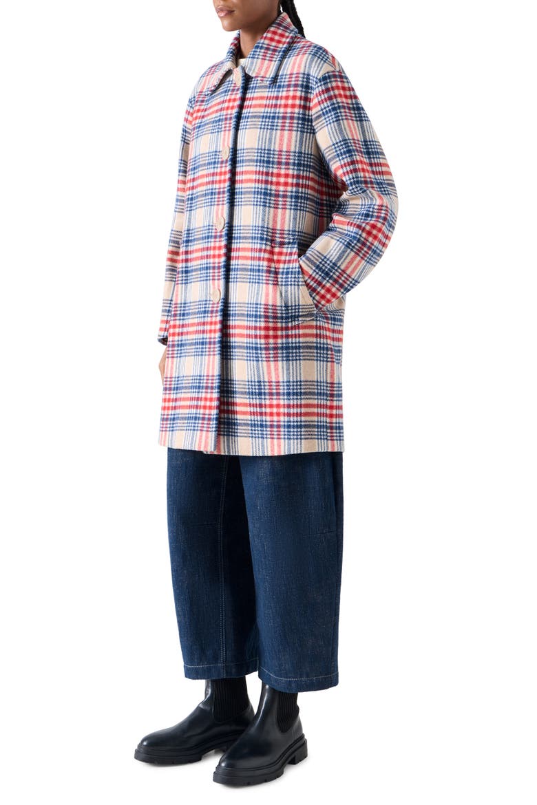 Lumberjack Plaid Wool Blend Coat, Alternate, color, CASHEW-MULTICOLOR