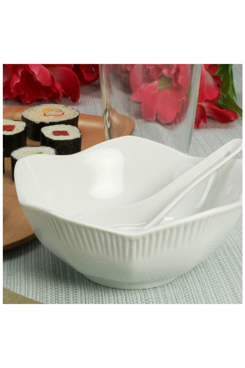 Set of 4 Lotus Bowls, Alternate, color, WHITE