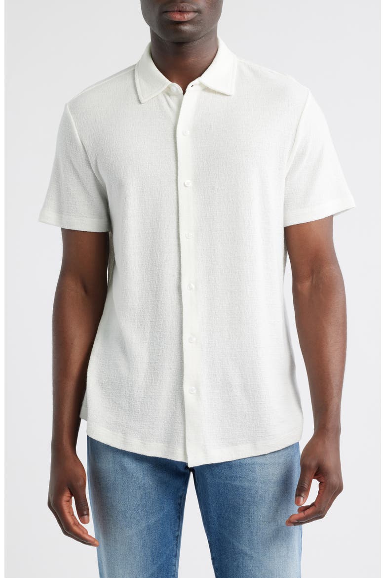 Newman Short Sleeve Knit Button-Up Shirt, Main, color, WHITE
