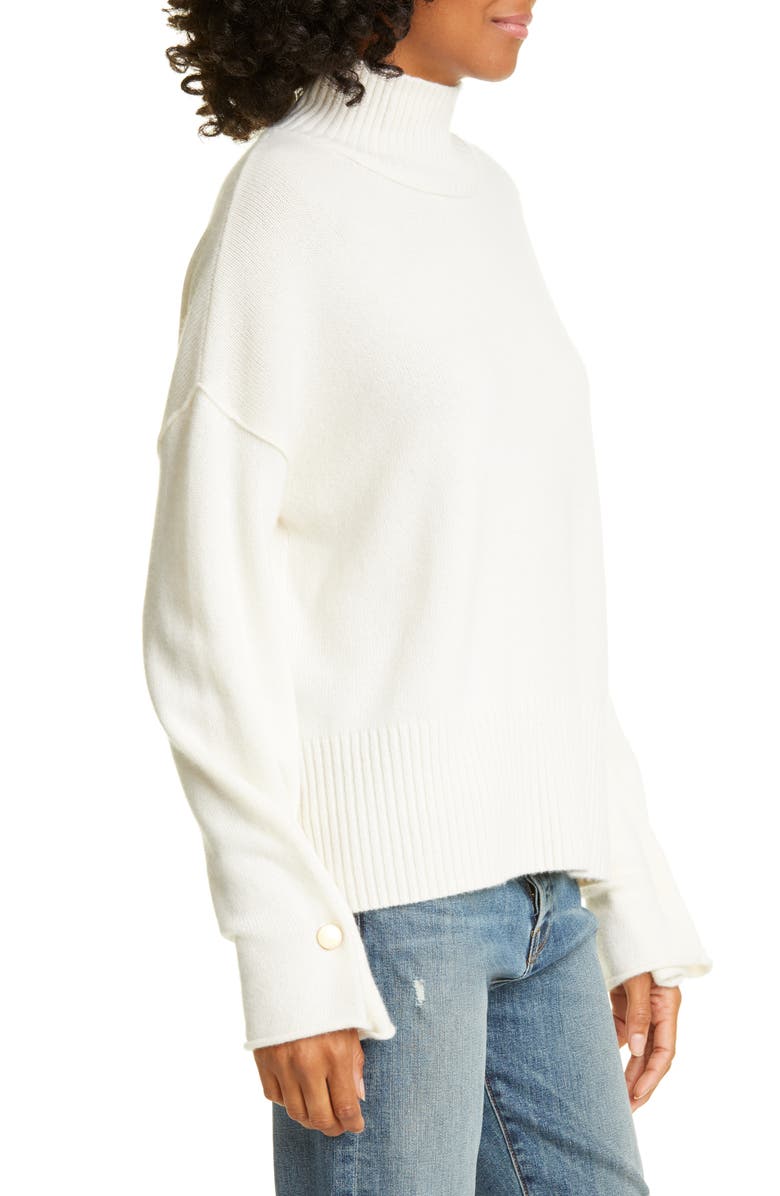 autumn cashmere Button Sleeve Mock Neck Cashmere Sweater, Alternate, color, 
