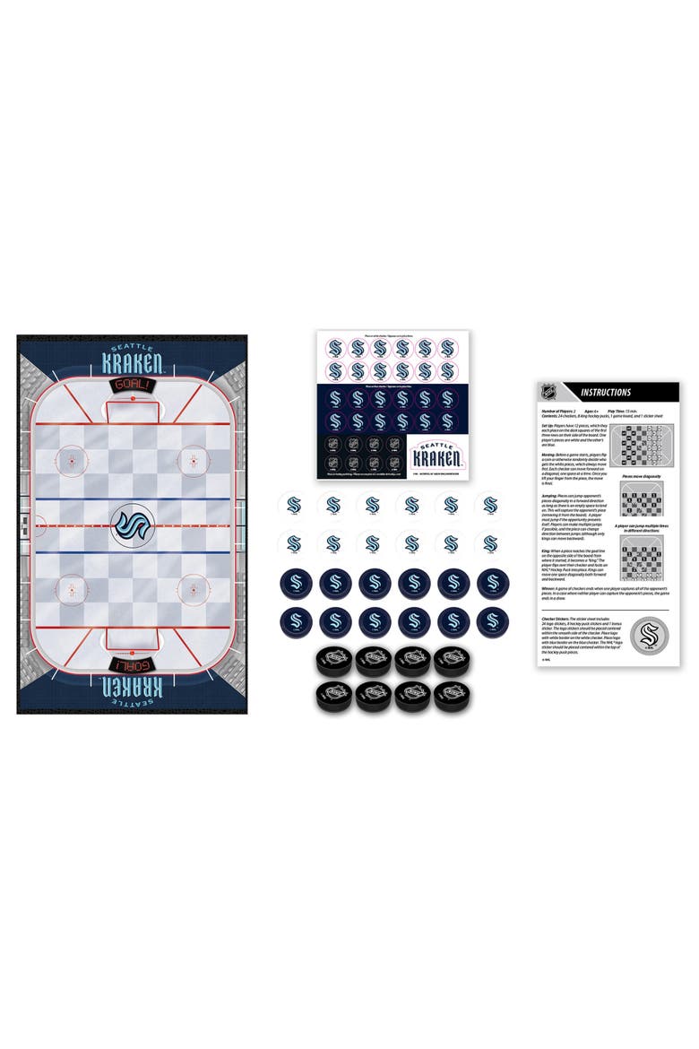 Seattle Kraken Checkers Board Game, Alternate, color, Multicolor