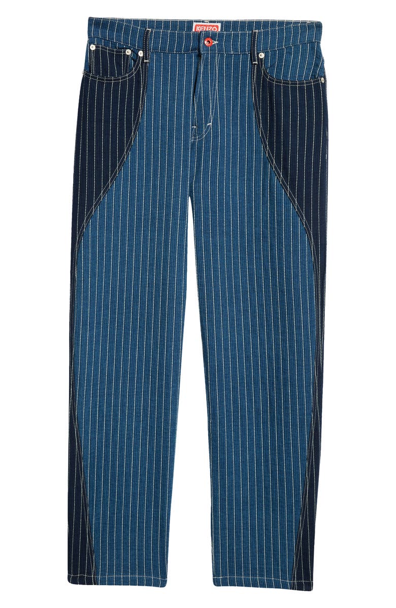 KENZO Pinstripe Patchwork Loose Fit Jeans, Alternate, color, 