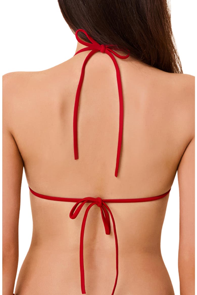 The Iris Reversible Halter Triangle Bikini Top, Alternate, color, CRANBERRY FROSTED PINK