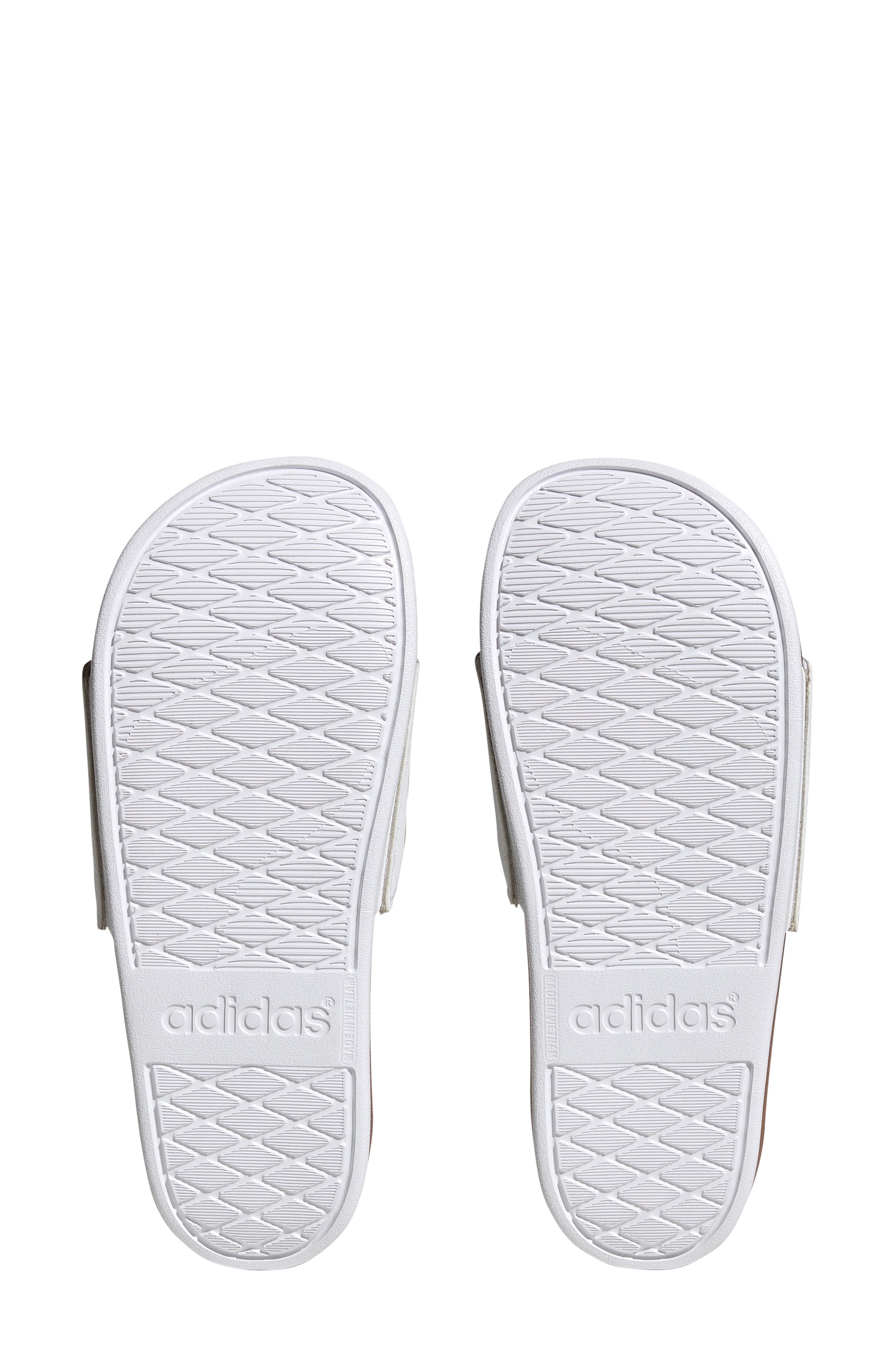 adidas Adilette Comfort Slide Sandal, Alternate, color, White/ White/ Matte Gold